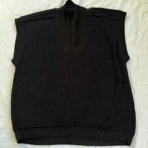 Ushatava Black Knit Oversized Vest, Unisex, Georgian Designers